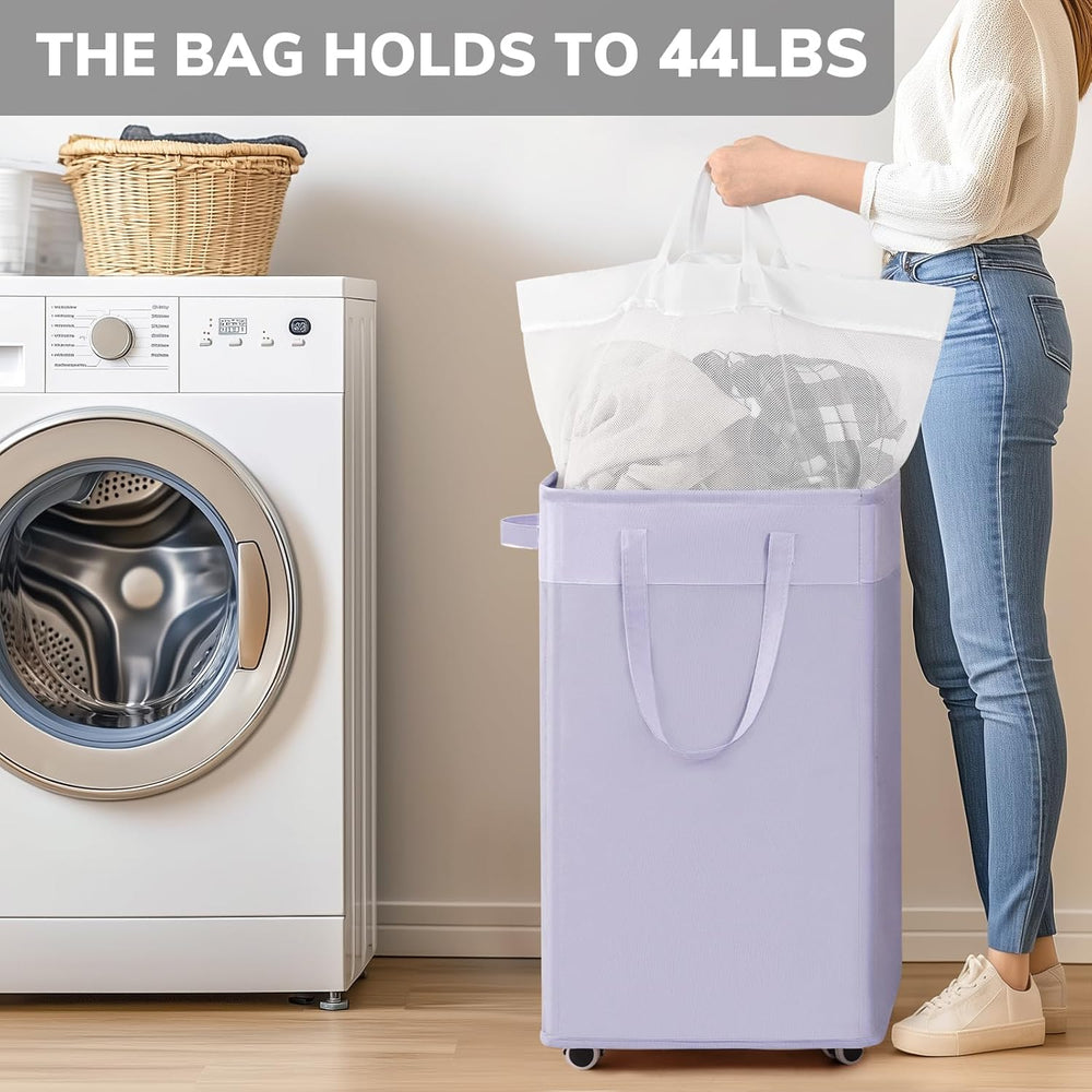 Goodpcik 2-Pack Rolling Laundry Hamper with Wheels, Hamper for Dorm, 75L
