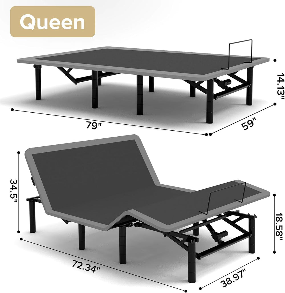 Anwick Queen Adjustable Bed Frame with Massage, Remote & USB Ports (Queen)