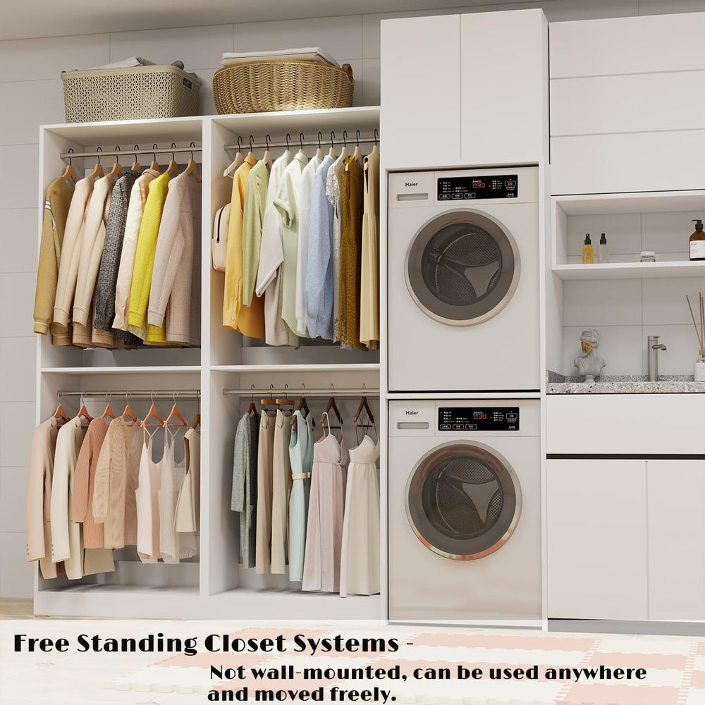 Closet System, 2FT Wood Closet Organizer System Small Walk-in Closet Freestan...