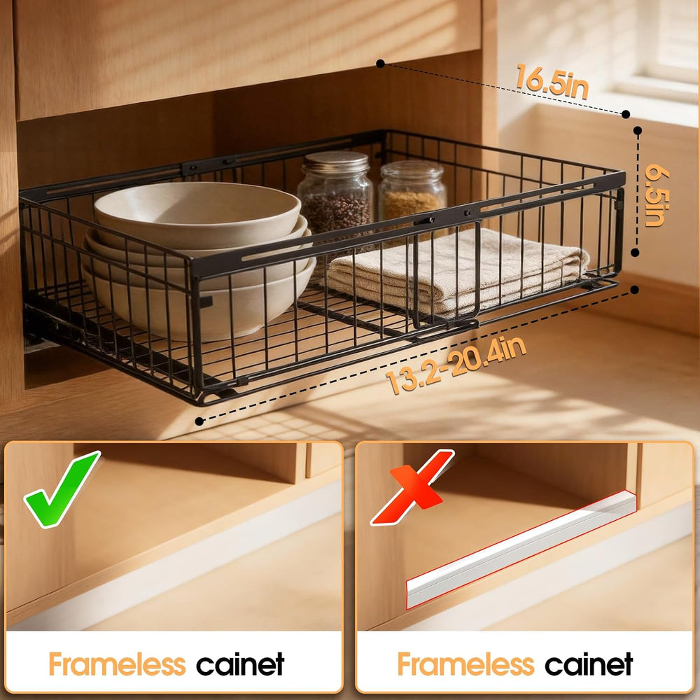 Expandable Pull Out Cabinet Organizer Adjustable Width 13"-20", Kit...