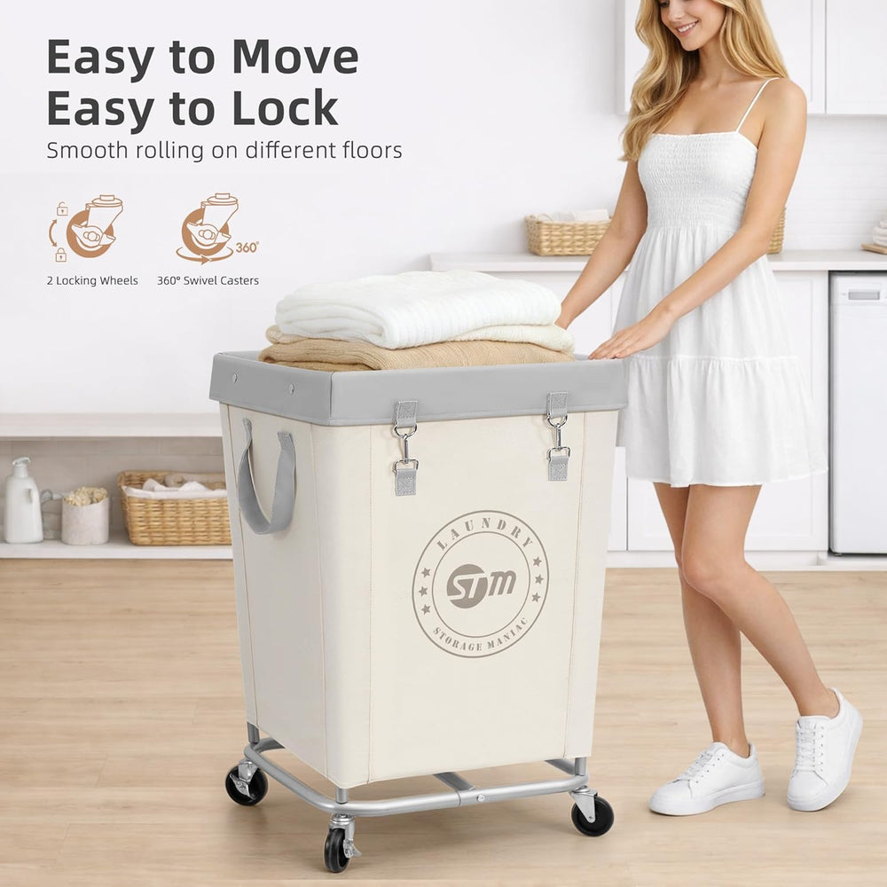 STORAGE MANIAC Commercial Laundry Hamper with Heavy Duty Steel Frame, 160 L I...