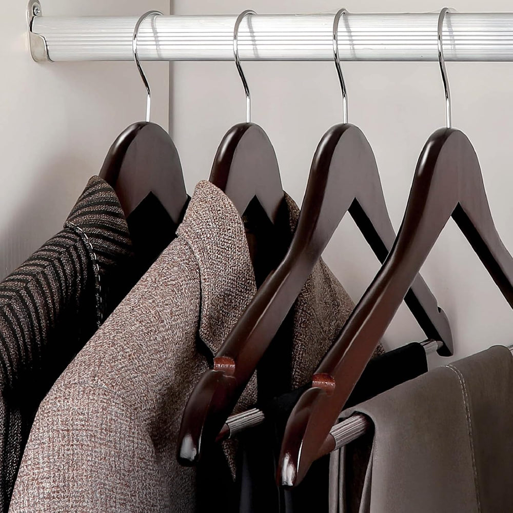 TOPIA HANGER Wooden Coat Hangers 30 Pack, Cherry Wood Suit Hangers with Non S...