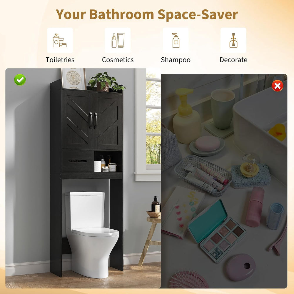 23.6''W Over the Toilet Storage Cabinet, Doors, Adjustable Shelve