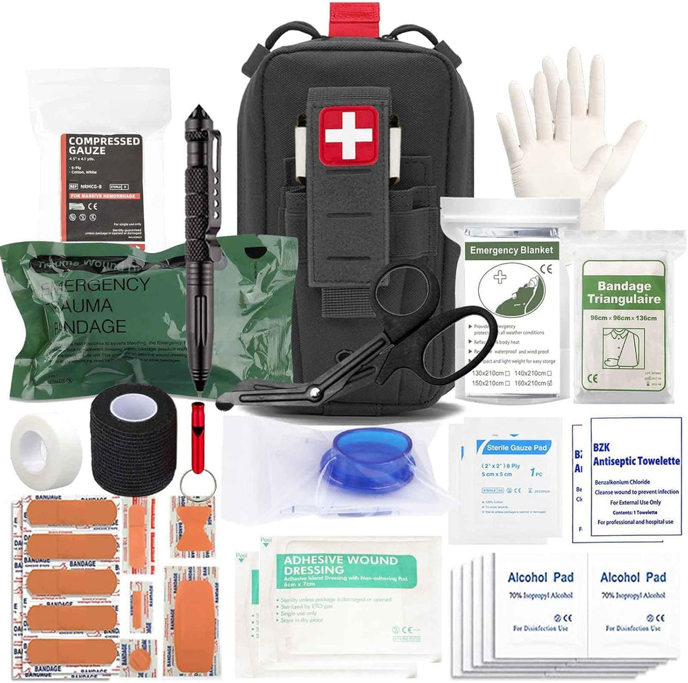 Ifak Med Trauma Kit, Black Molle Tactical Emergency First Aid Kit,Military Su...