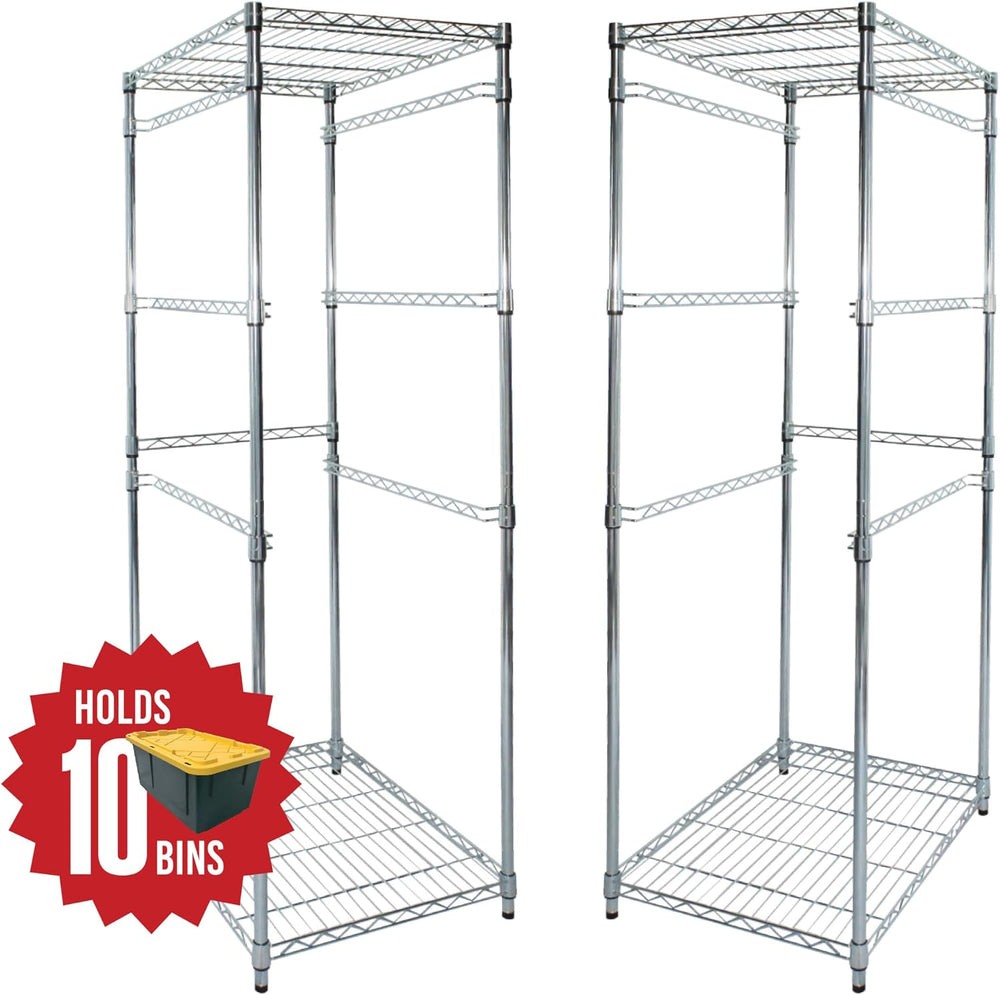 SafeRacks 27 Gallon Tote Storage Rack 2-Pack, 5-Tier NSF Bin Shelf, Silver