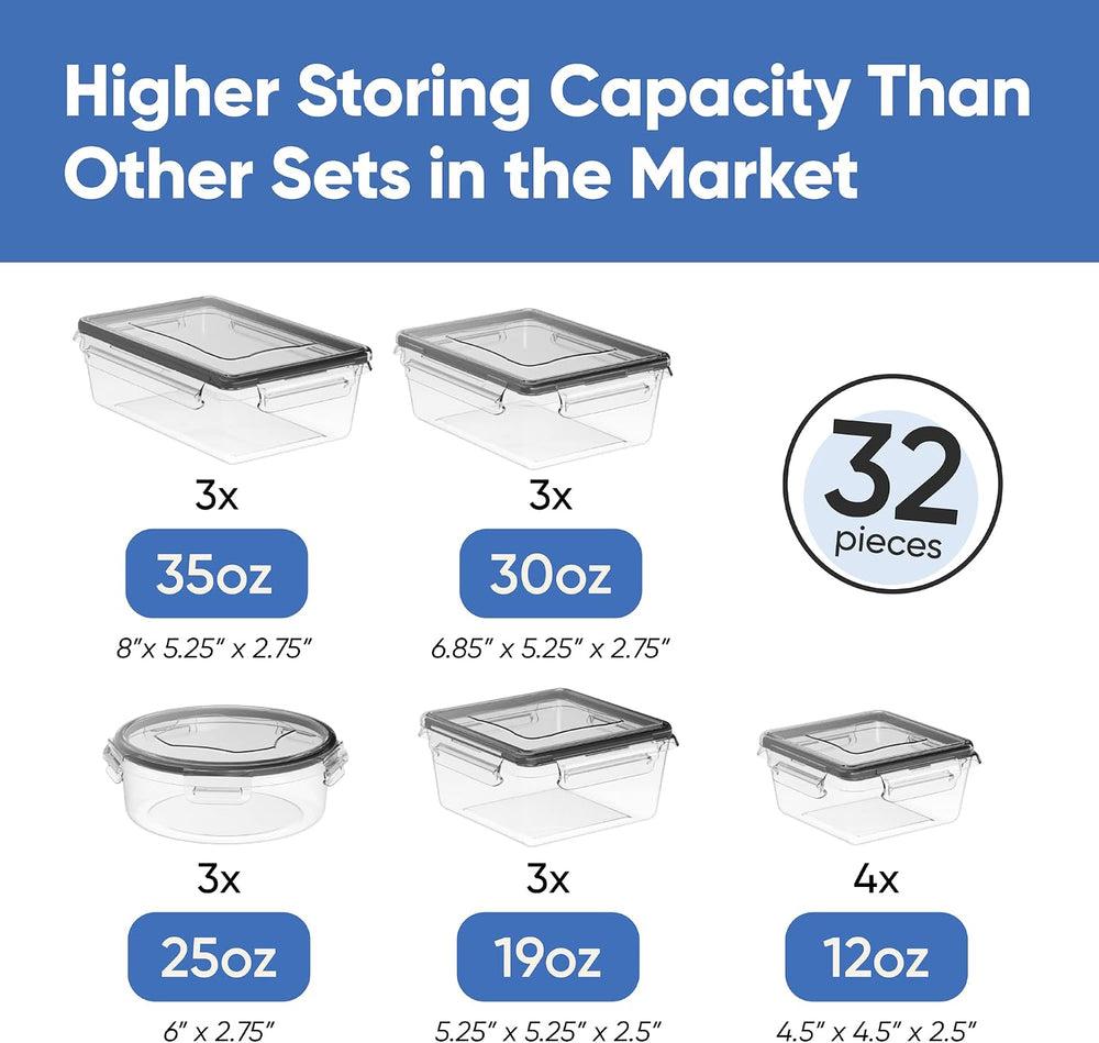 Chef's Path 32 Piece Airtight Food Storage Containers with Easy Snap Lids...