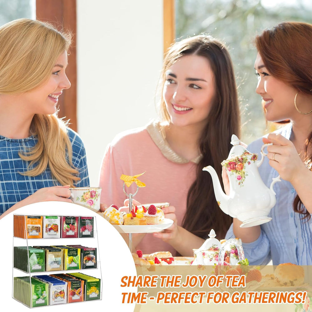 3-Tier Acrylic Tea Bag Organizer - Holds 200+ Tea Packets