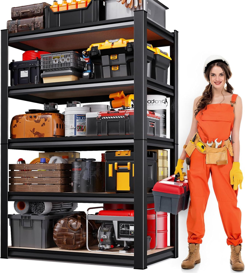 71"H Garage Shelving-5 Tier Storage Shelves,Adjustable Heavy Duty Metal ...