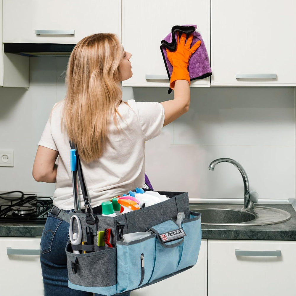 13" Cleaning Caddy for Cleaning Supplies, Cleaning Bag for Housekeepers