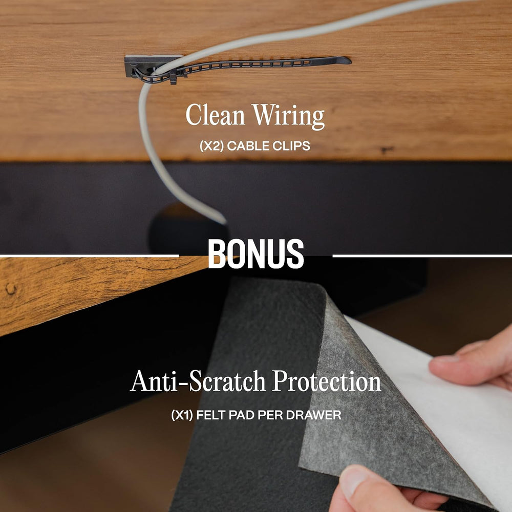 Under Desk Drawer Slide-Out - Lockable Metal Storage Drawers with Cable Manag...