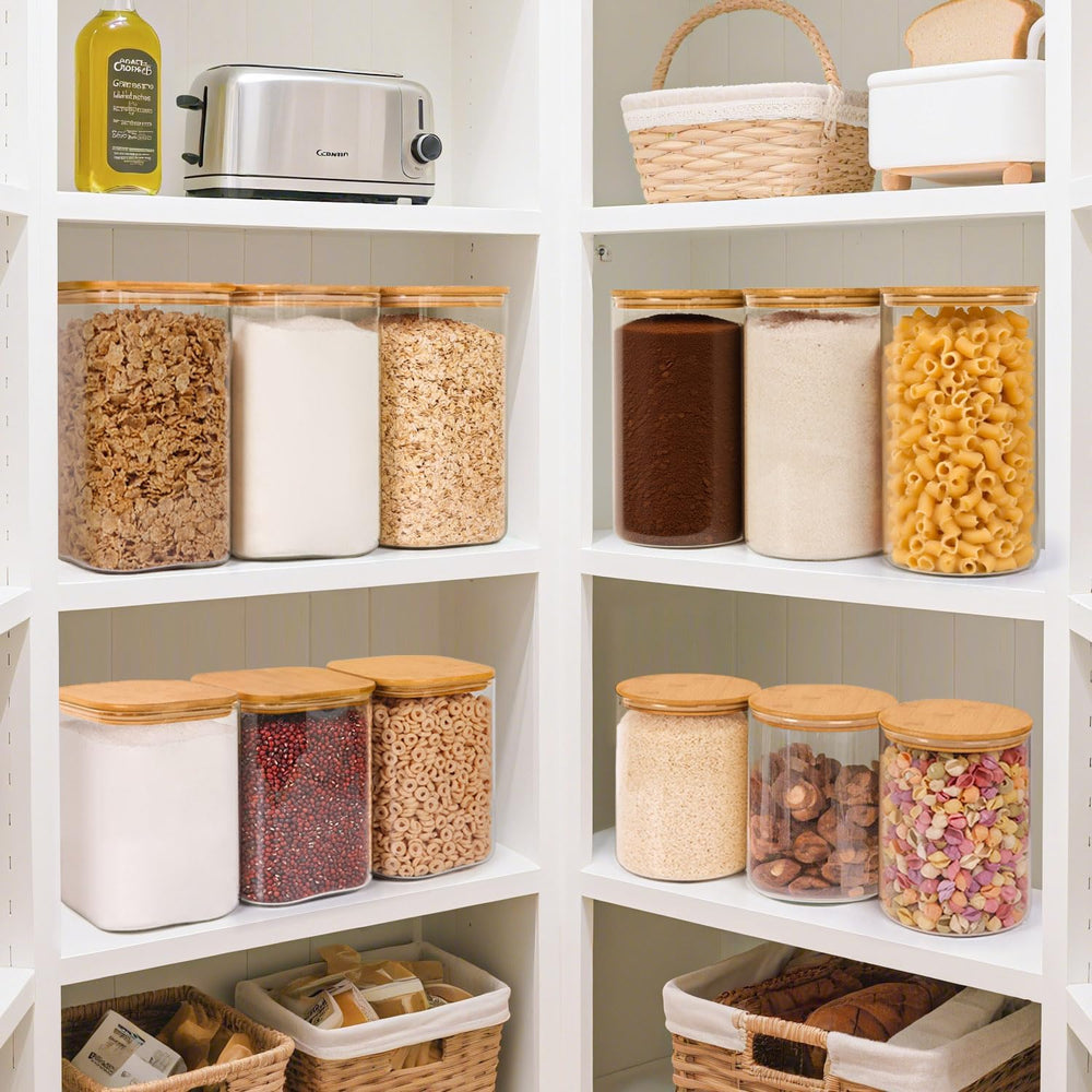 ComSaf Flour Sugar Storage Containers 4 Qt, Set of 2 Glass Flour Container