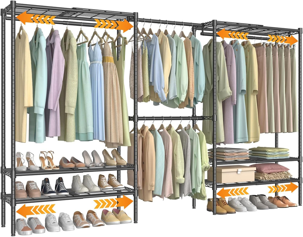 Expandable Heavy Duty Clothes Rack with shelves closet organizer system