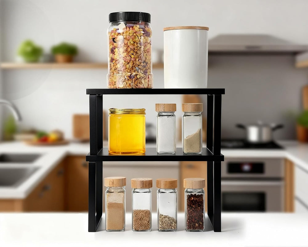 4 Pcs Kitchen Organizer Accessories Set for Cabinet, Black, 11.8 x 7.9''