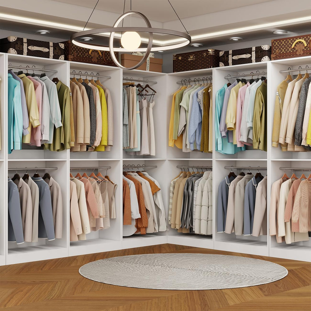 Closet System, 2FT Wood Closet Organizer System Small Walk-in Closet Freestan...