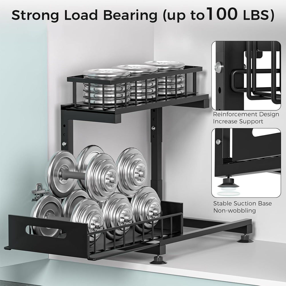 Saydear 2-Pack L-Shaped Under Sink Organizer, 2-Tier Pull-out Cabinet Rack