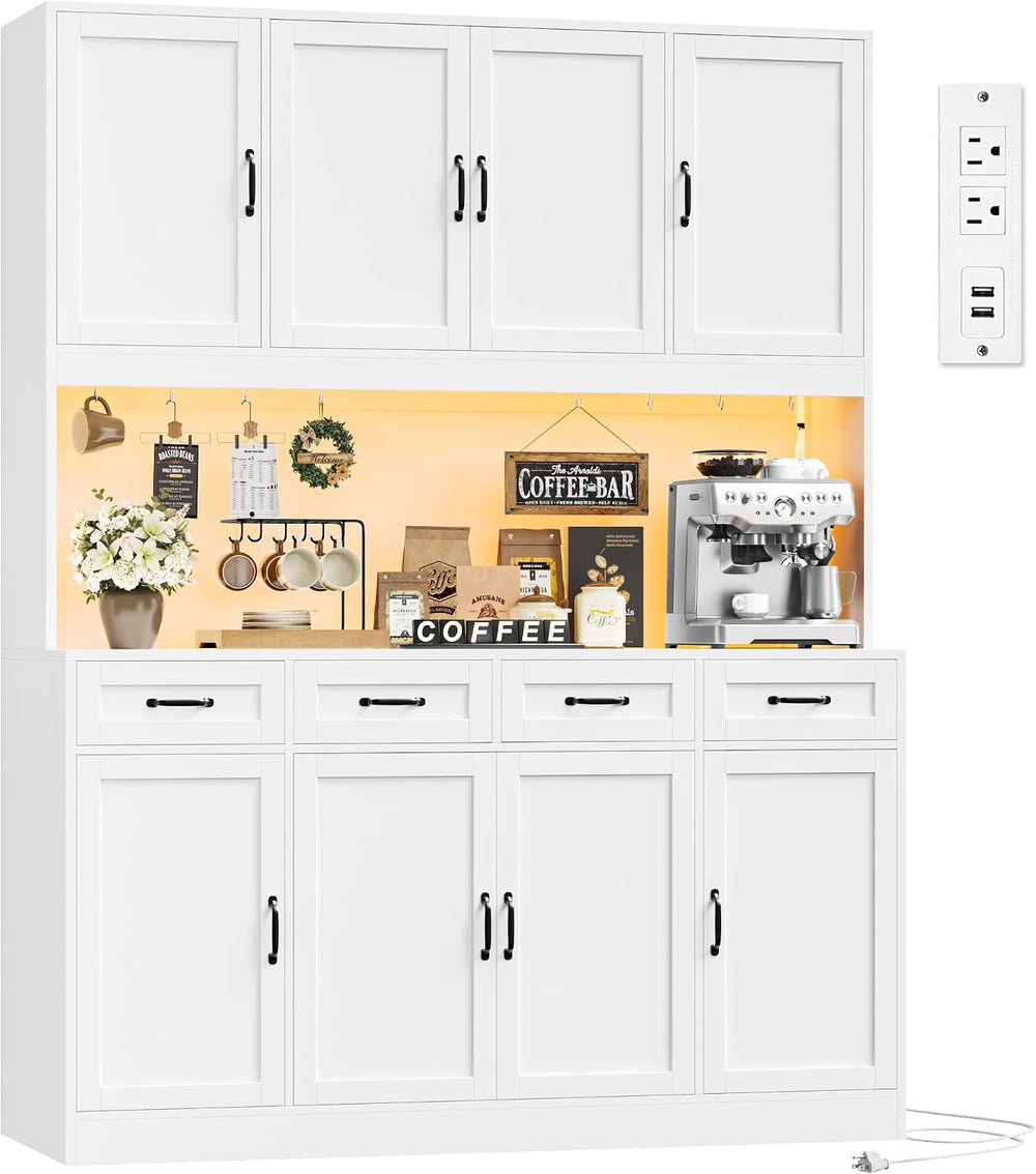 HITHOS 59"W Kitchen Pantry Storage Cabinet, 73" Large Hutch Cabinet...