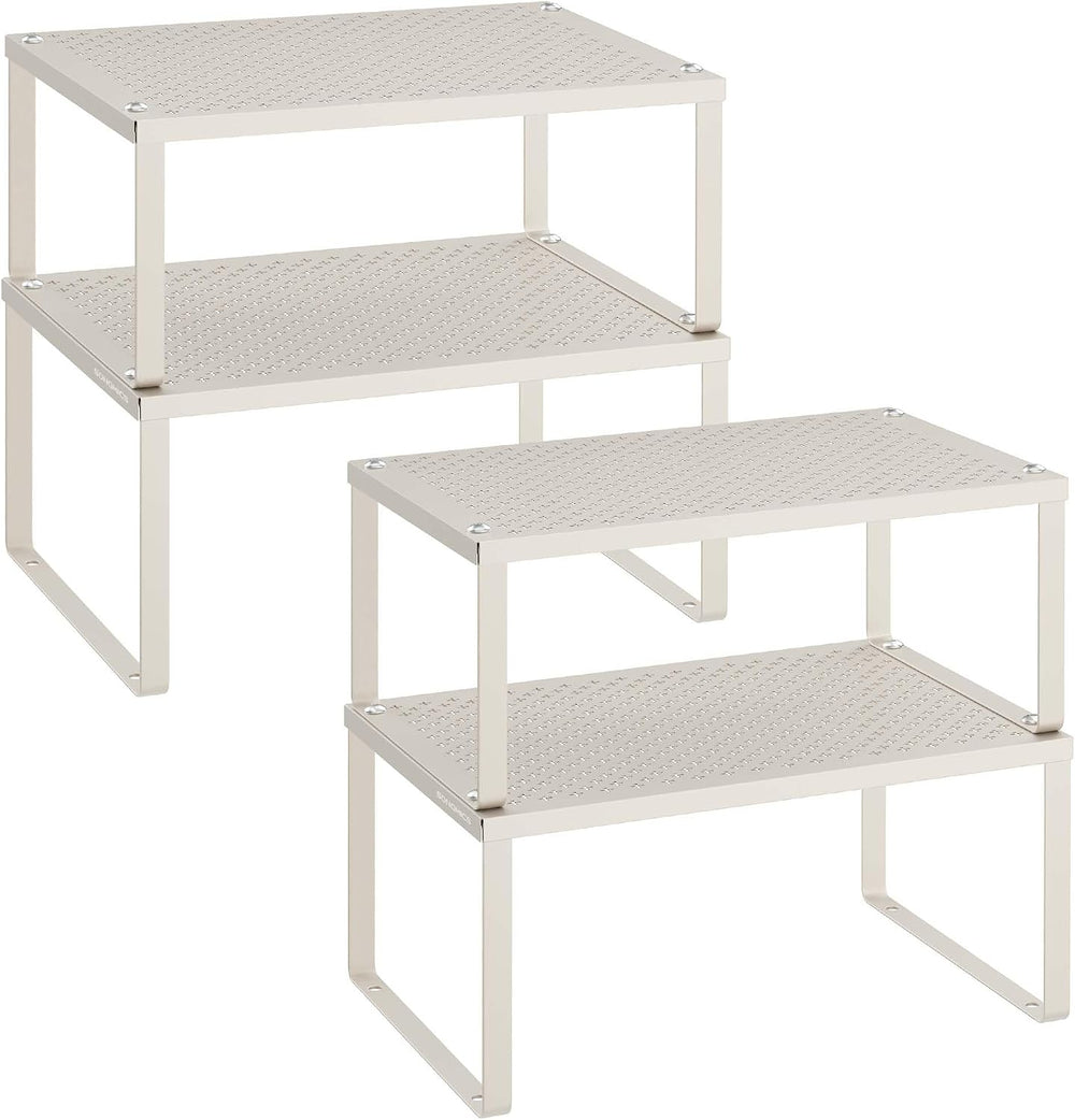 SONGMICS Set of 4 Metal Spice Racks, Stackable Expandable Shelf Risers