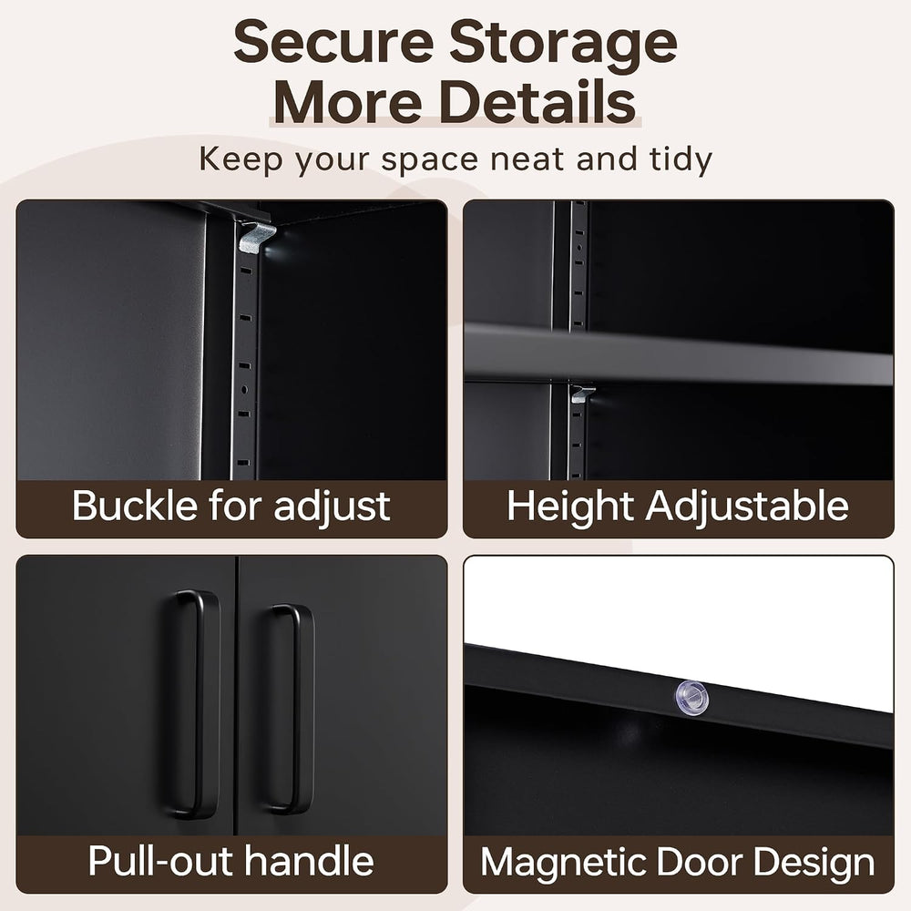 72"H Metal Storage Cabinets, Tall Locking Garage Cabinet with 2 Doors an...