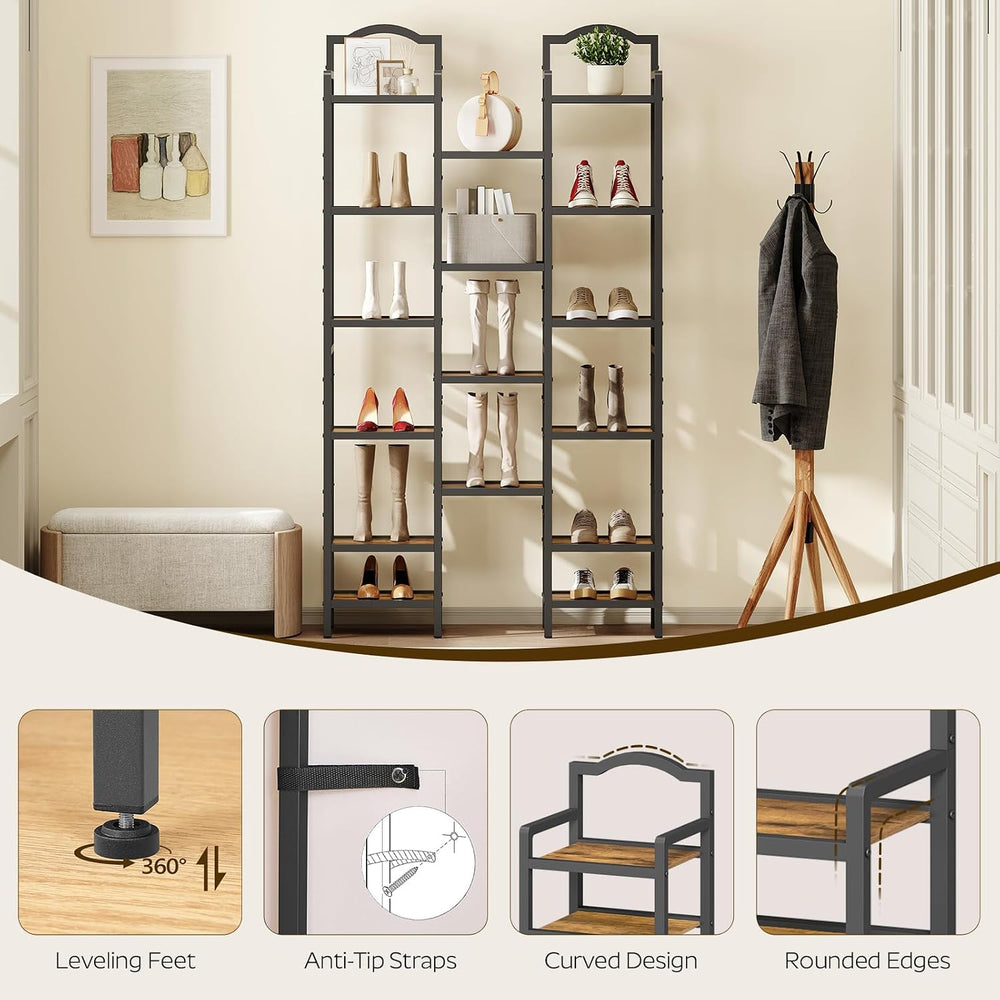 YATINEY 10-Tier Tall Shoe Rack, Vertical Shoe Organizer for Small Spaces, Woo...