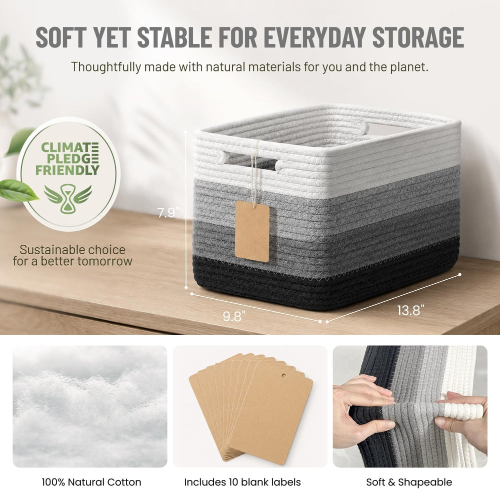 5 Pack Woven Storage Baskets, Decorative Storage Bins for Organizing