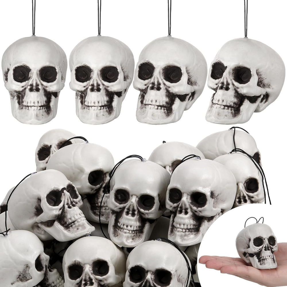 Lenwen 24 Pcs Skull Halloween Hanging Tree Ornaments, 3.15x2.8x2.17''