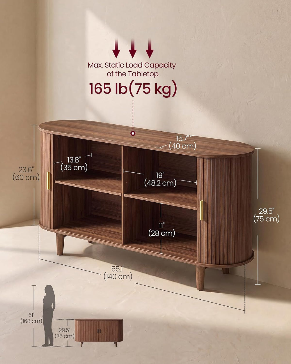 VASAGLE Storage Cabinet, Sideboard with Adjustable Shelves