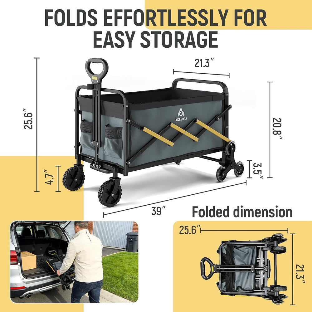 Upgraded Stairs Climbing Cart with Triangular Wheels, Folding Utility Cart
