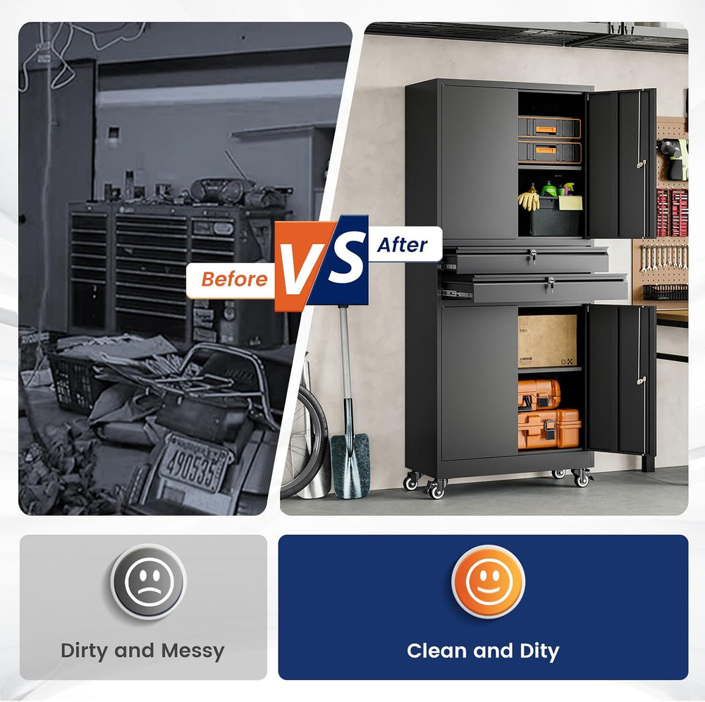 Yizosh Metal Garage Storage Cabinet with Locking Doors and Adjustable Shelves...