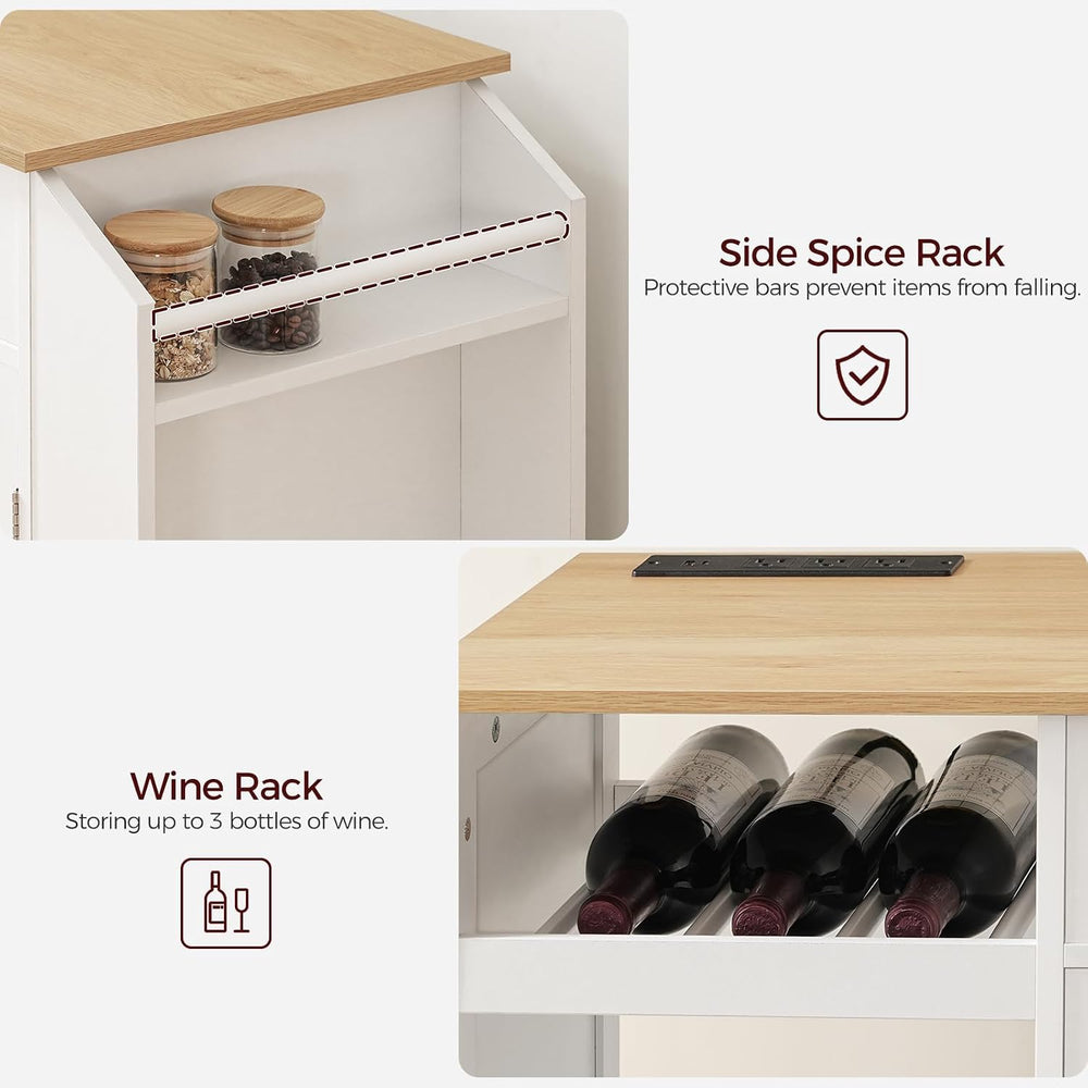 MAHANCRIS Kitchen Island with Power Outlet, Kitchen Storage Island with Drawe...