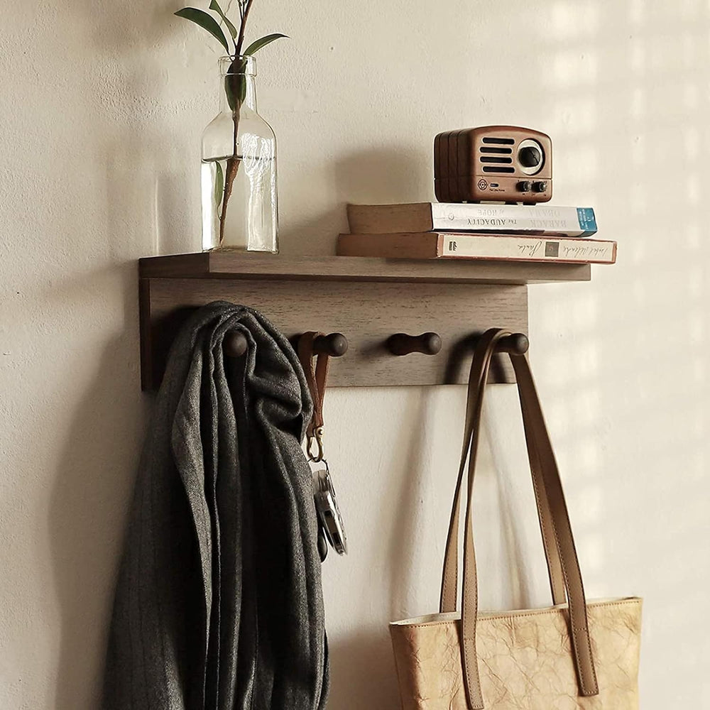 Entrance Coat Rack ,Coat Hooks, Wall-Mounted Wooden Hook Rack, Wall-Mounted S...