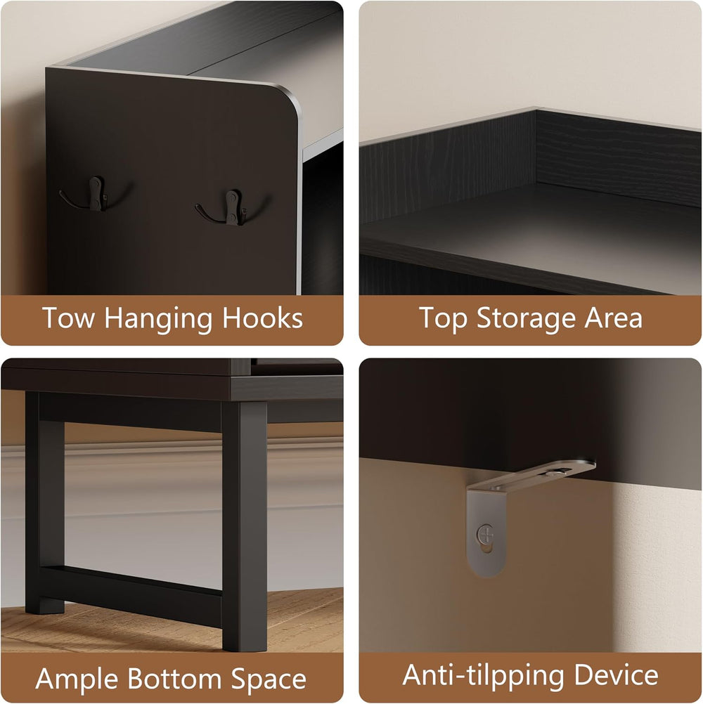 Xixini Shoe Storage Cabinet with 3 Flip Drawers, Entryway Shoe Rack, Black