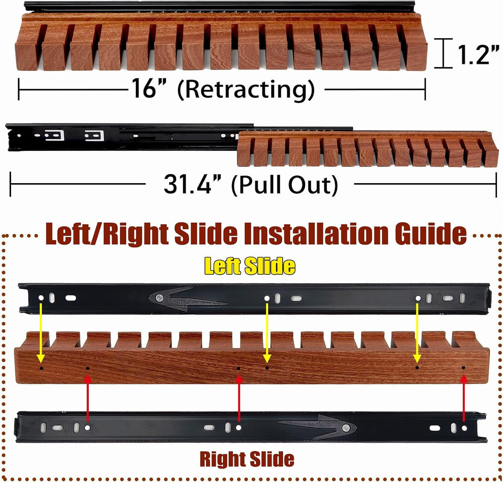 Walnut 14 Belts Organizer with Sliding System
