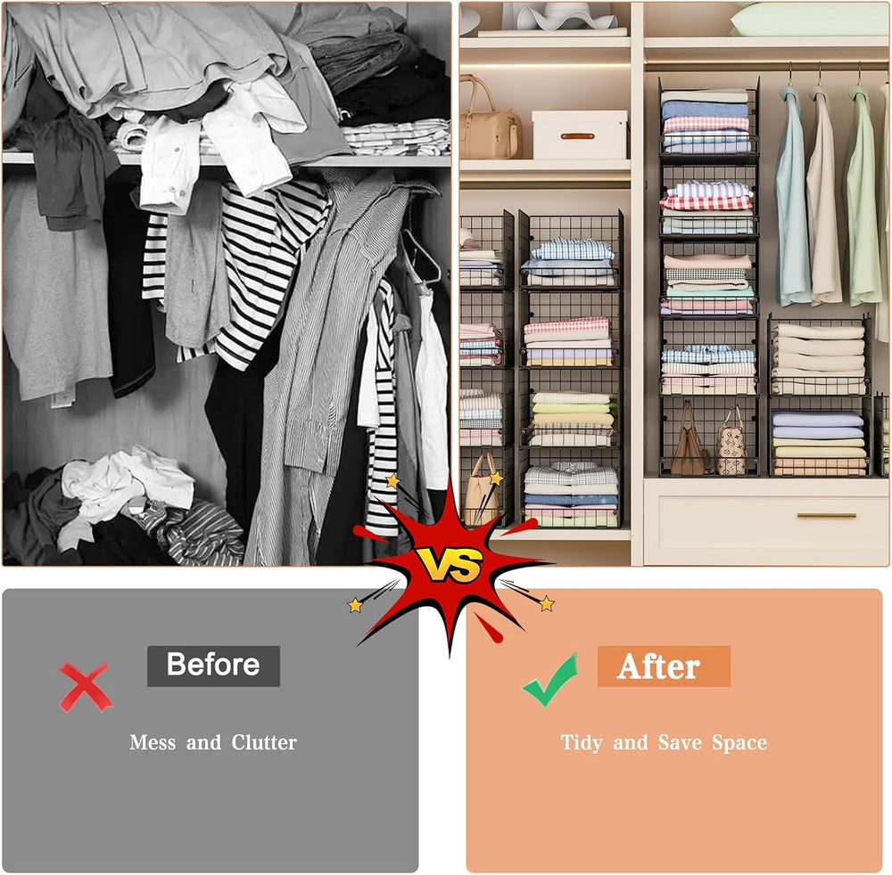 5-Tier Stackable Closet Storage Baskets, Closet Organizers and Storage Shelve...