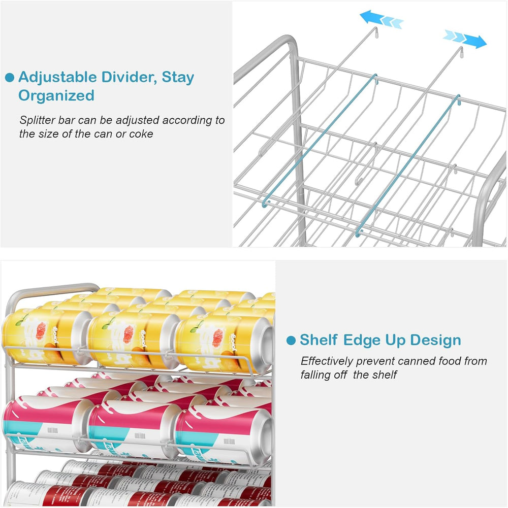 Vrisa Can Organizer for Pantry Canned Food Storage Rack for Kitchen, Silver