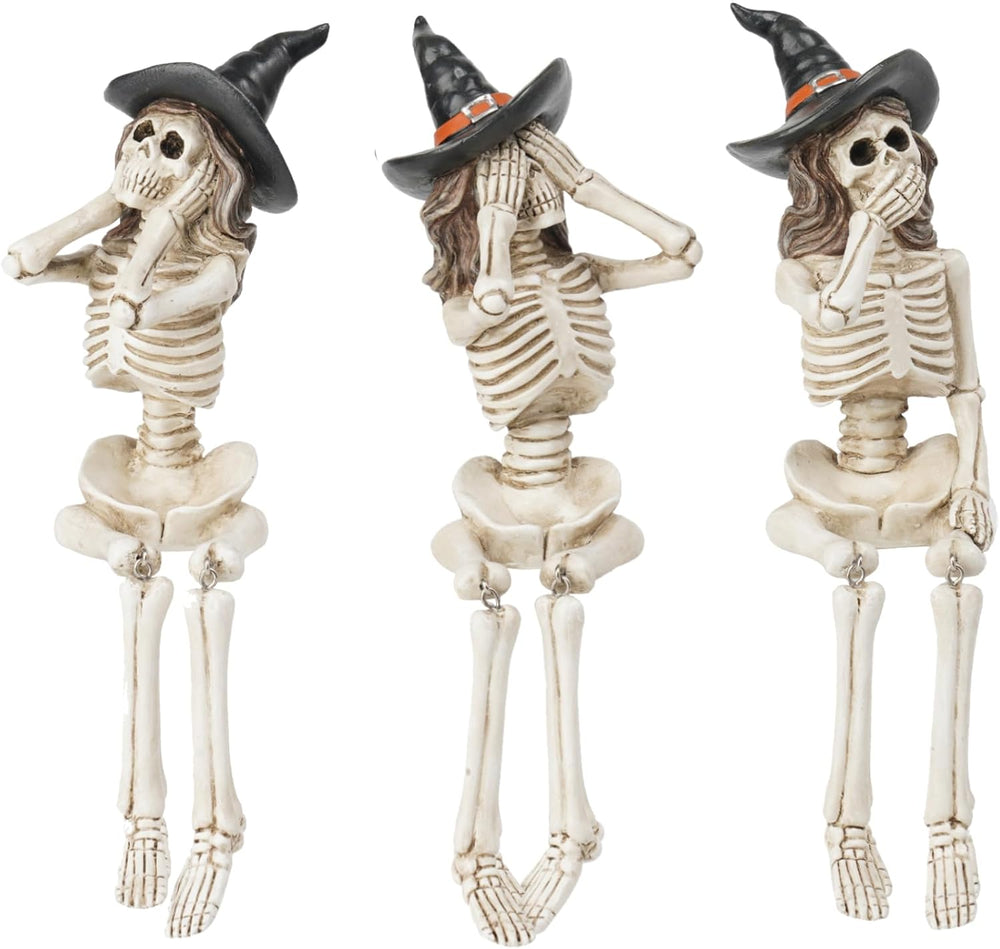 Newman House Studio Halloween-Décorations No-Evil-Skeleton-Figurines