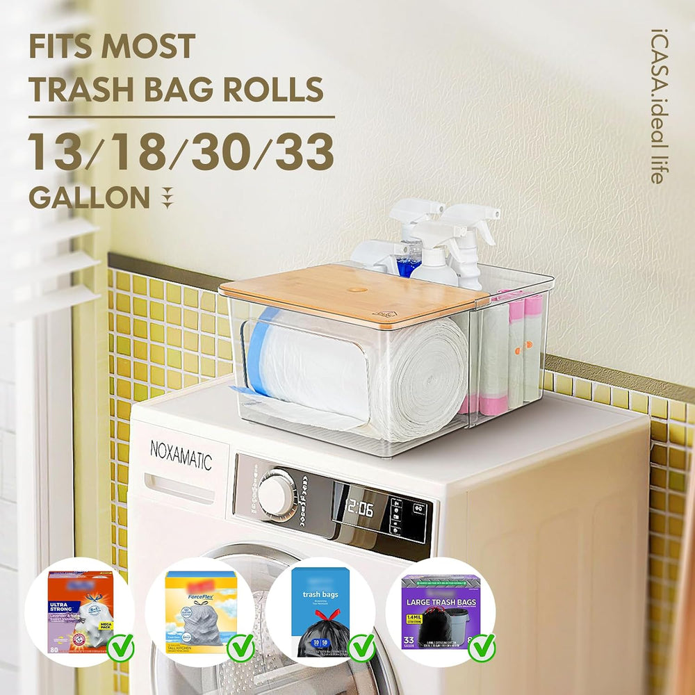 iCASA 2 in 1 Trash Bag Holder Garbage Bags Dispenser Under Sink Organizer