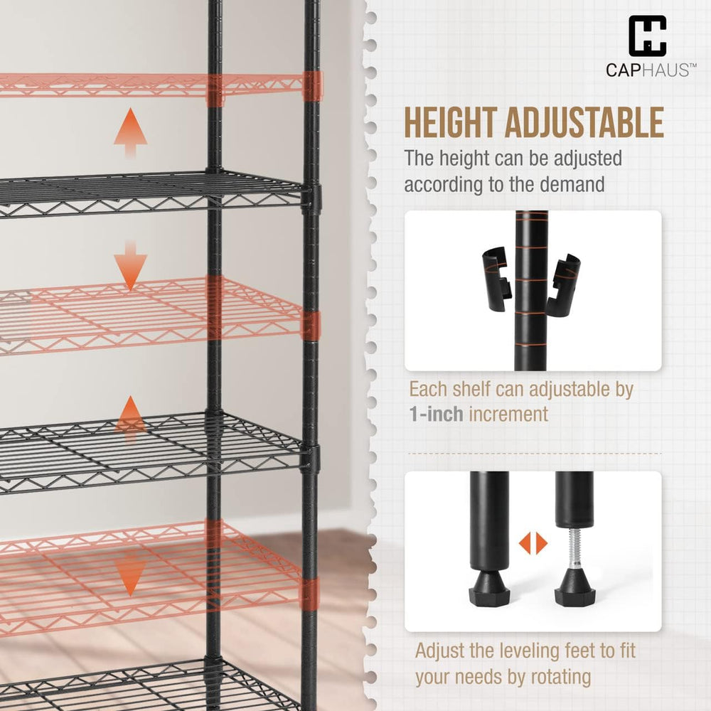 CAPHAUS NSF Wire Shelving Unit w/Baskets & Liner, Storage Rack Corner She...