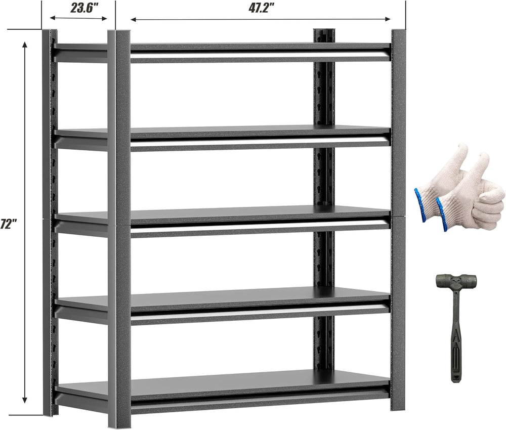 Garage Shelving, 48"W x 24"D x 72"H, Heavy Duty Metal Storage ...