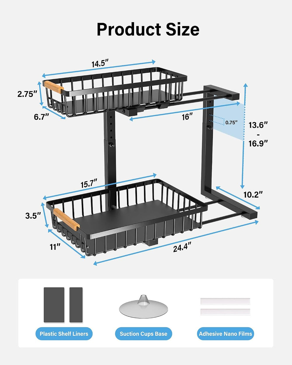 Under Sink Organizer Storage for Families: Pull Out Storage Undersink Organiz...
