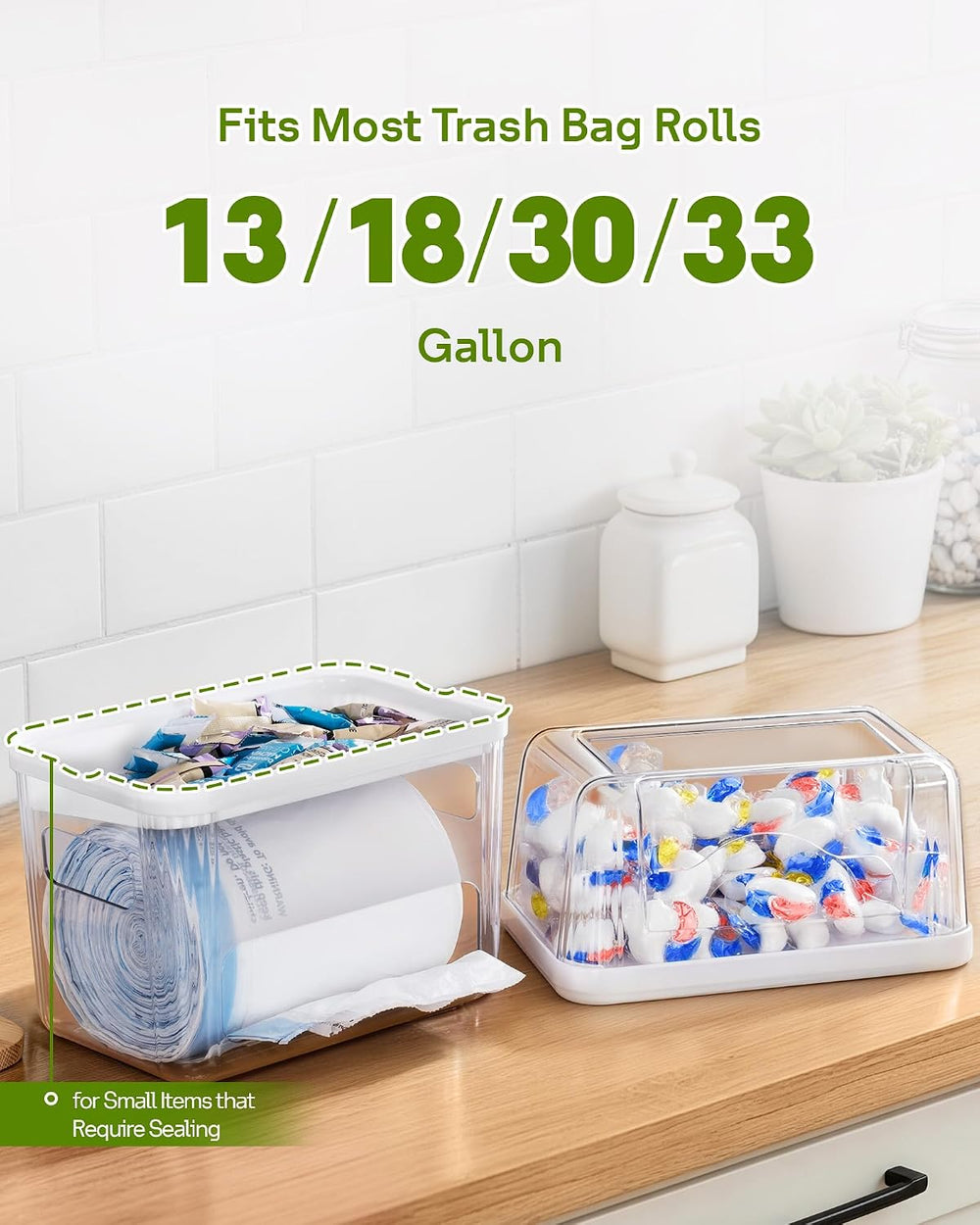 Kaen 3 in 1 Trash Bag Dispenser Under Sink Dishwasher Pod Organizer