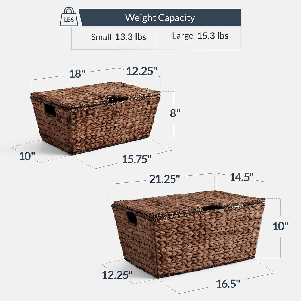 Best Choice Products Set of 2 X-Large & Medium Woven Storage Baskets W/Li...