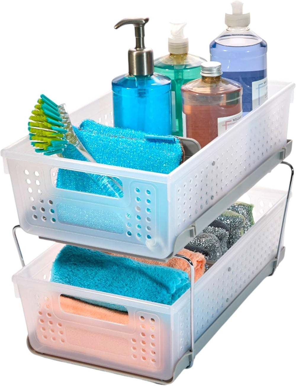 madesmart 2 Tier Bath Organizer,Undersink Storage with Sliding Drawers,for Cl...