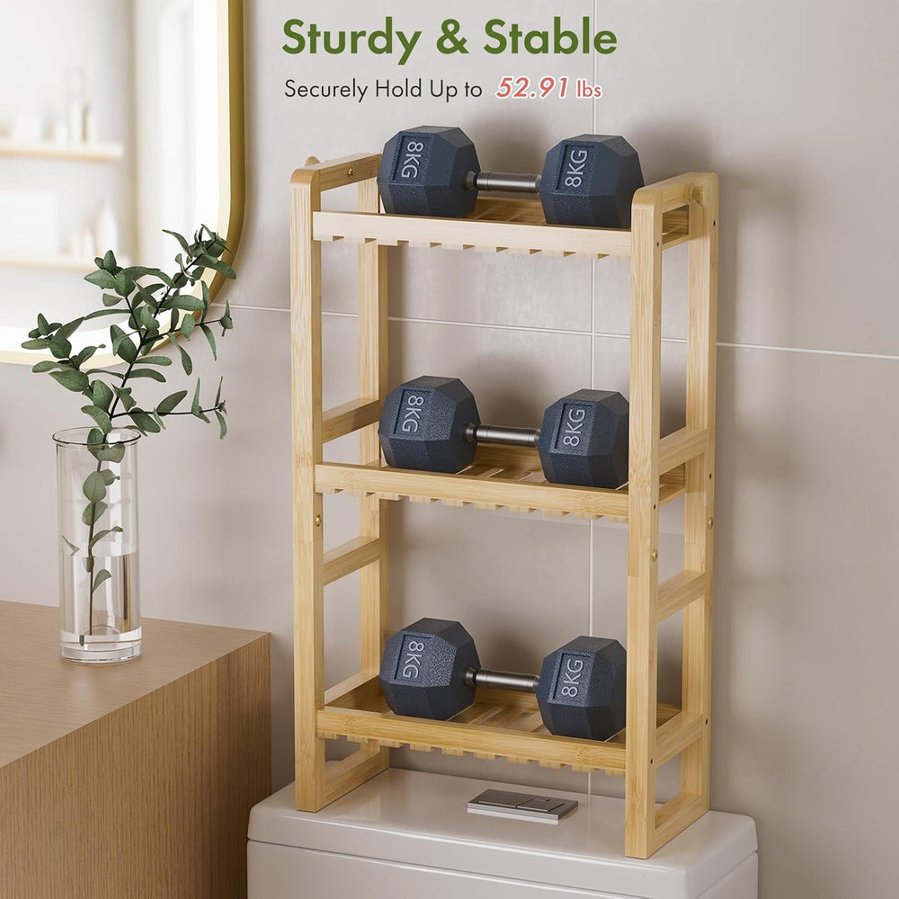 AmazerBath Bamboo Over The Toilet Storage Shelf - 3-Tier Bathroom Organizers ...
