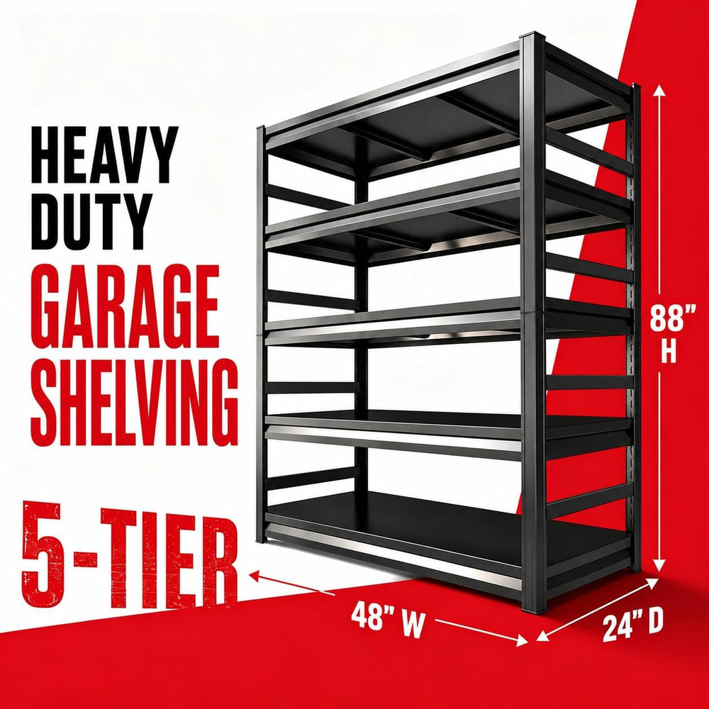 Garage Shelving, Heavy Duty Adjustable Metal Shelves with Anti-Tip Device