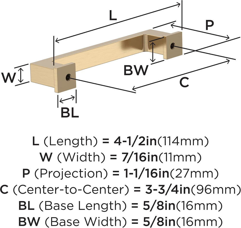 Amerock 10BX37031CZ | Champagne Bronze Cabinet Pull | 3-3/4 inch (96mm) Cente...