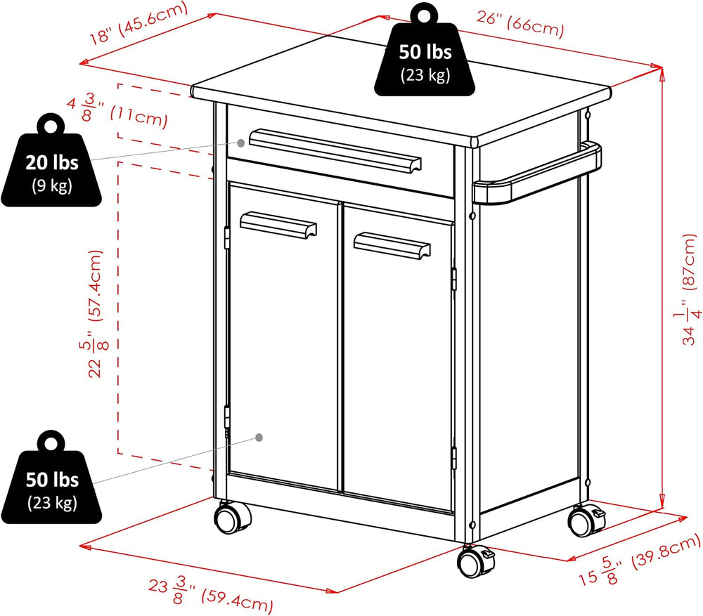 Winsome Wood Kitchen Cart, Natural, Single Drawer (82027)