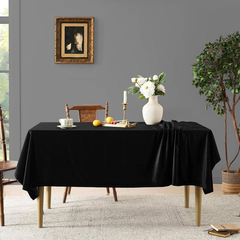 Gothic Black Velvet Tablecloths Rectangular: Halloween Luxury Table Cloth