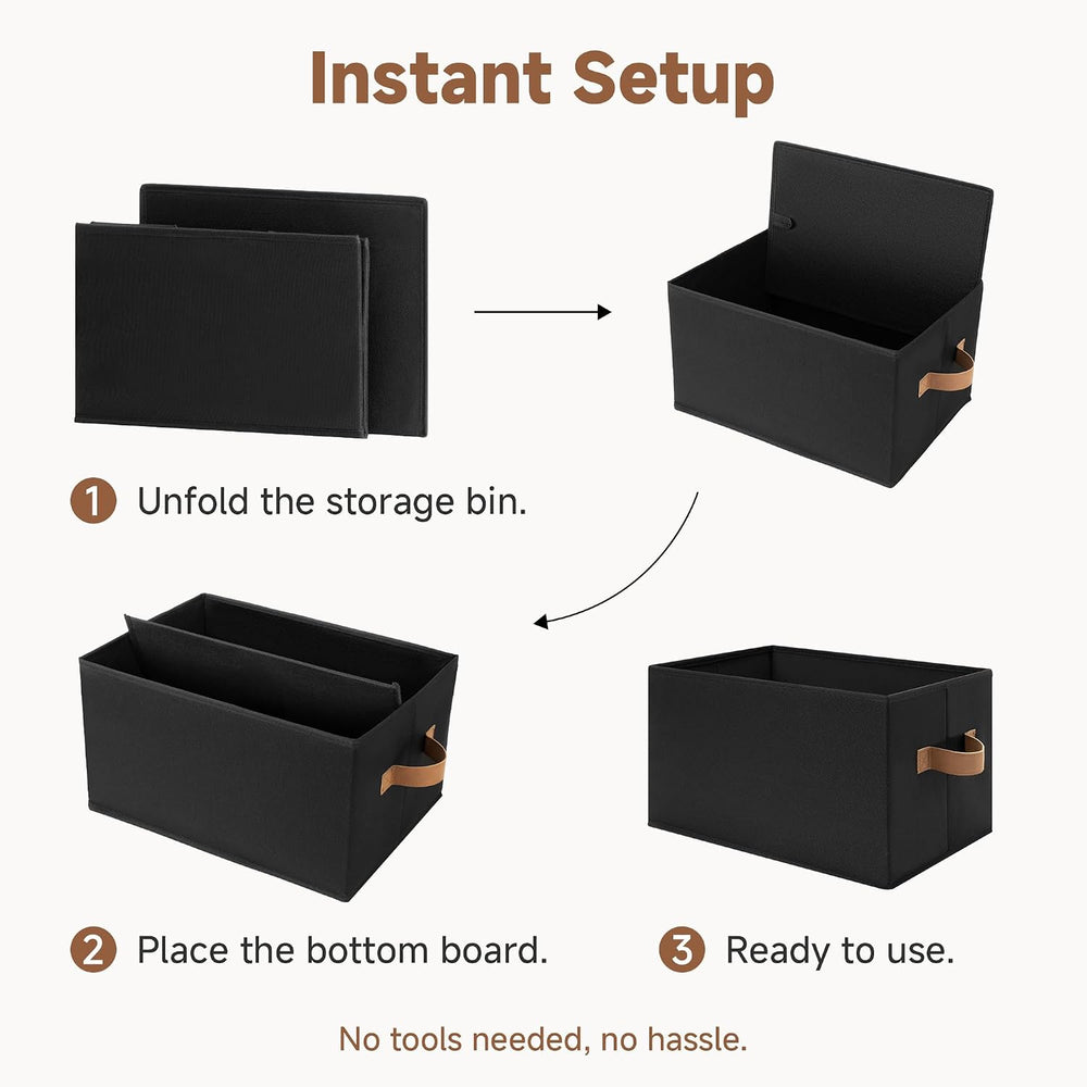 StorageWorks Closet Storage Bins, Black, Large, 3-Pack