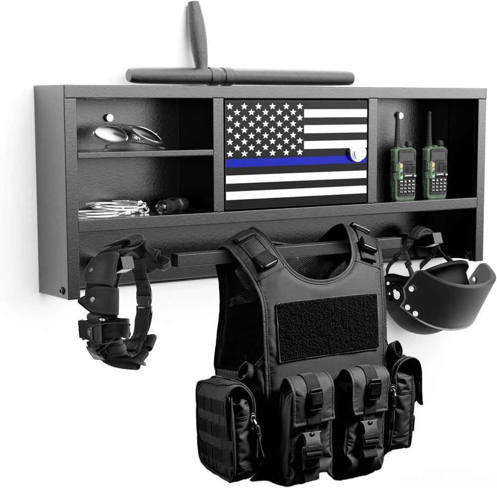Police Gear Rack, Wall Mounted Police Hanger with Hooks, Tactical Duty Gear R...