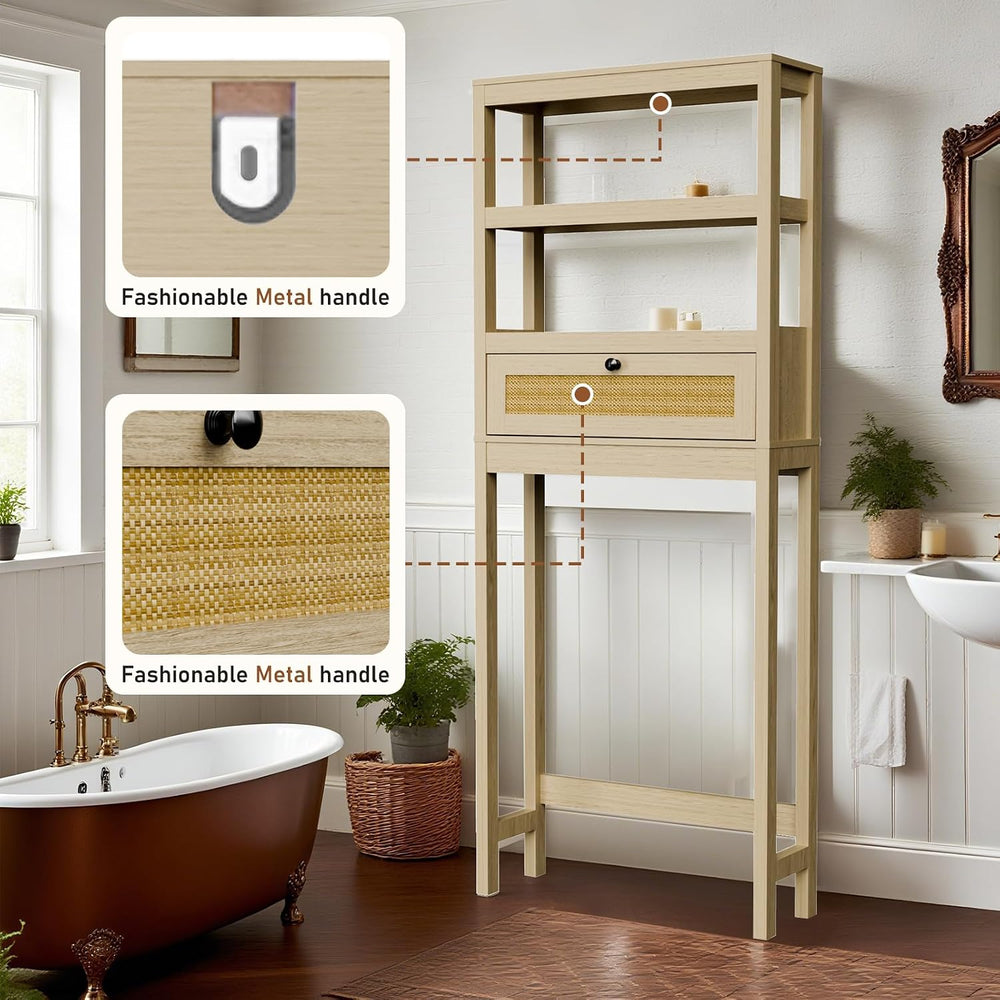 Over Toilet Storage Cabinet with Barn Door & Adjustable Shelves